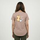 Women's Brown Cotton Round Neck Casual T-Shirt, Brown, small