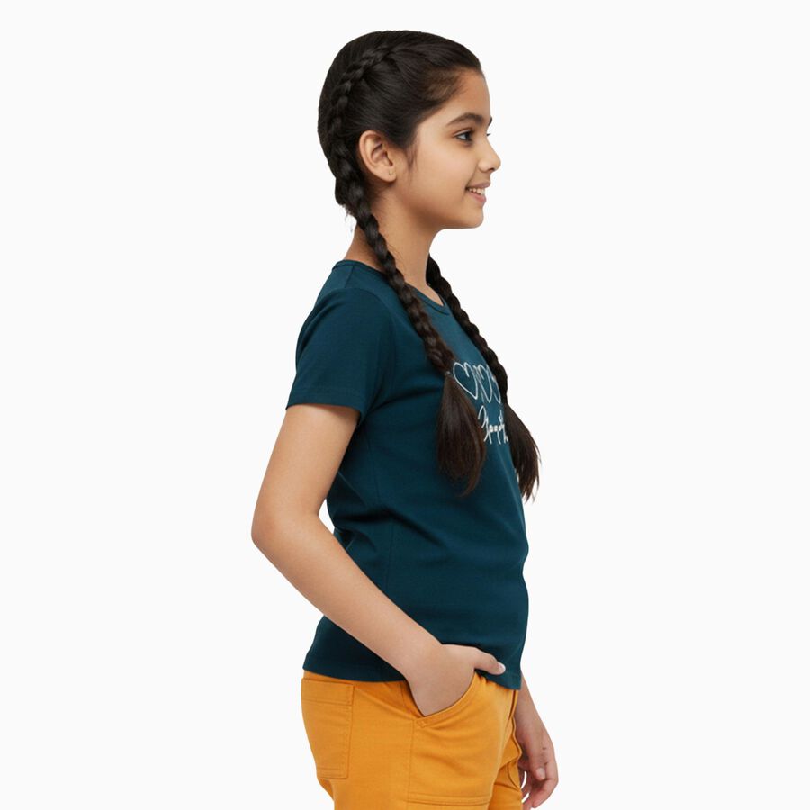 Girls' T-Shirt, गहरा हरा, large image number null