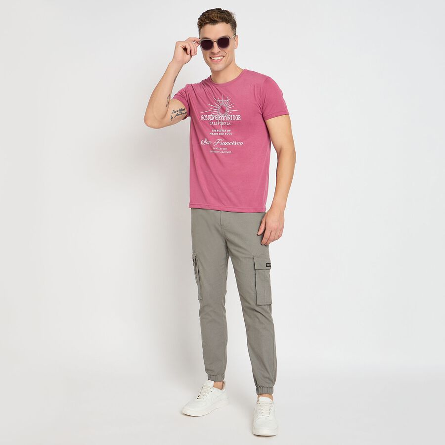 Men's Round Neck Half Sleeves T-Shirt, Light Pink, large image number null