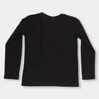 Girls Jet Black Round Neck Casual Full Sleeve Top, Black, small image number null