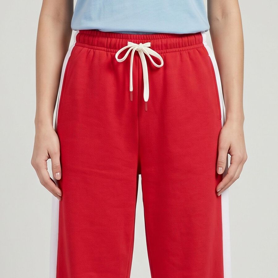 Women's Fuchsia Straight Fit Side-Striped Track Pants, रानी (फ्यूशिया), large