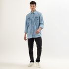 Men's Light Blue Cotton Classic Casual Shirt, Light Blue, small image number null