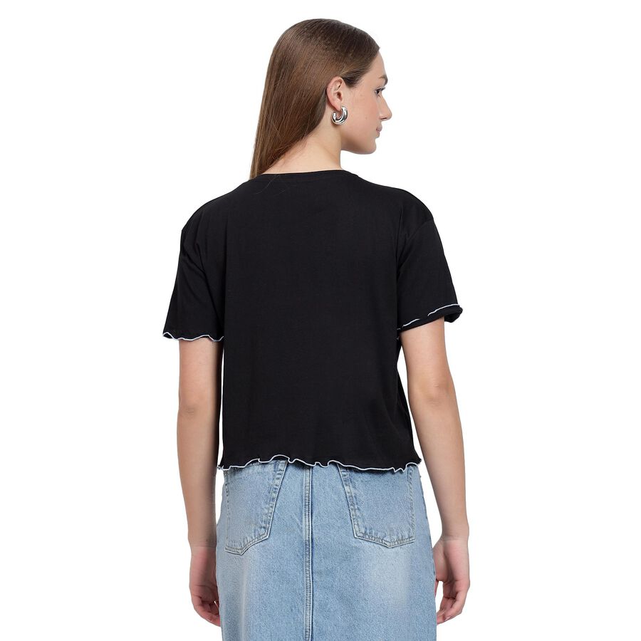 Ladies' 100% Cotton Crop  Top, Black, large image number null