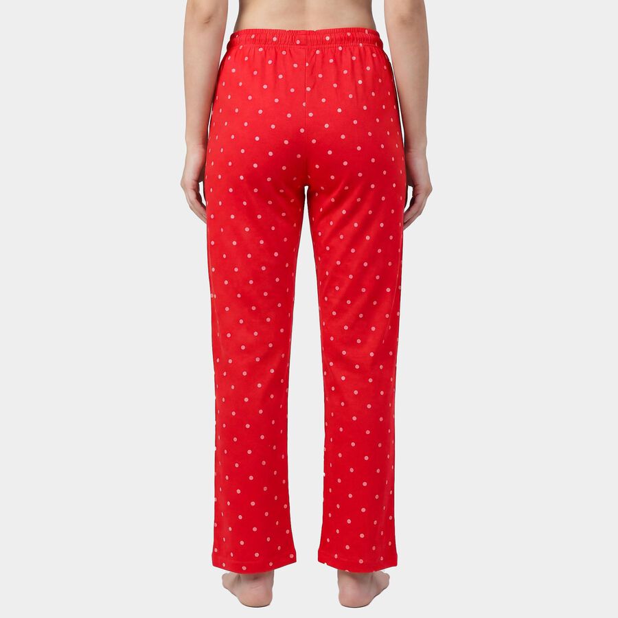 Women's Red Regular Fit Solid Cotton Pyjama, Red, large