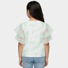 Girls Mint Green Round Neck Casual T-Shirt, Light Green, small