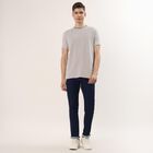 Men's Grey Round Neck Casual T-Shirt, Light Grey, small