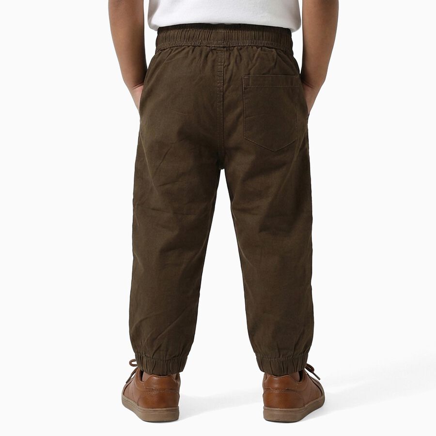 Boys' Dark Olive Brown Regular Fit Cargo Trousers, Brown, large image number null