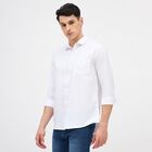 Men's Snow White Slim Fit Classic Collar Casual Shirt, White, small image number null