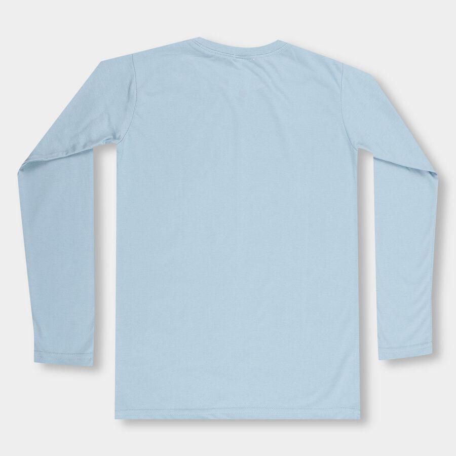 Boys Light Blue Round Neck Casual T-Shirt, मध्यम नीला, large image number null