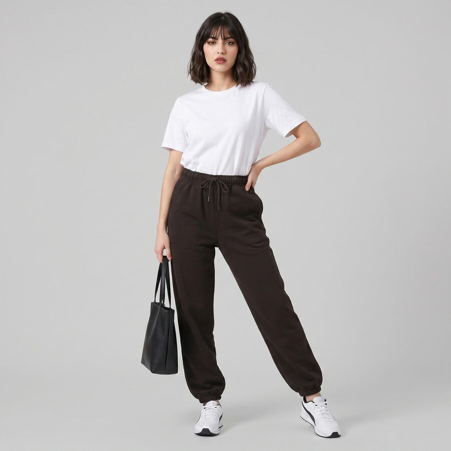 Women's Olive Green Jogger Fit Track Pants, ओलिव, large