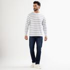 Men's White and Grey Crew Neck Casual T-Shirt, ऑफ व्हाइट, small image number null