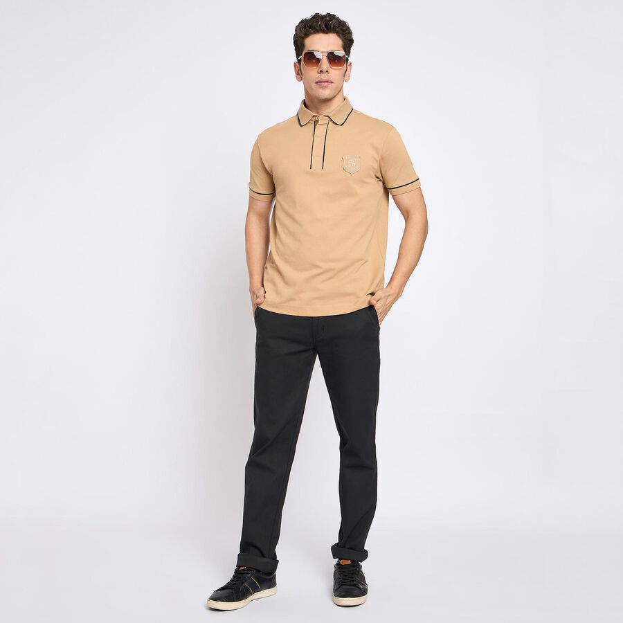 Men's Collared Half Sleeves T-Shirt, Beige, large image number null