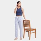 Women's Light Blue Straight Fit Heart Printed Pyjama, Light Blue, small