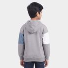 Boys Grey Hoodie Neck Graphic Sweatshirt, हल्का ग्रे, small