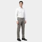 Men's Light Grey Slim Fit Flat-Front Casual Trousers, Light Grey, small