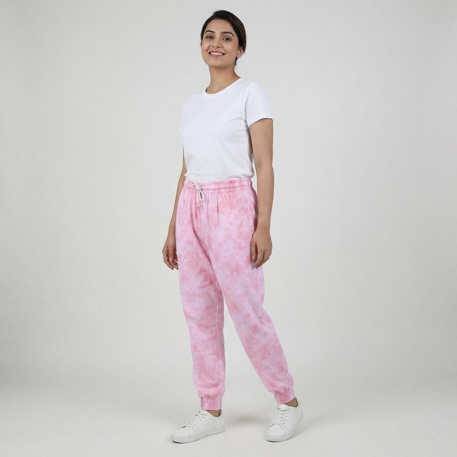 Women's Pink Regular Fit Cotton Track Pants, Light Pink, large