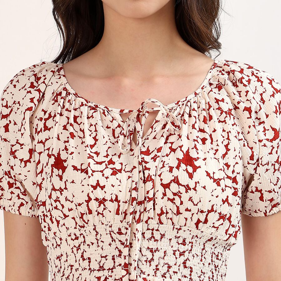 Women's Maroon V-Neck Classic Fit and Flare Dress, Maroon, large