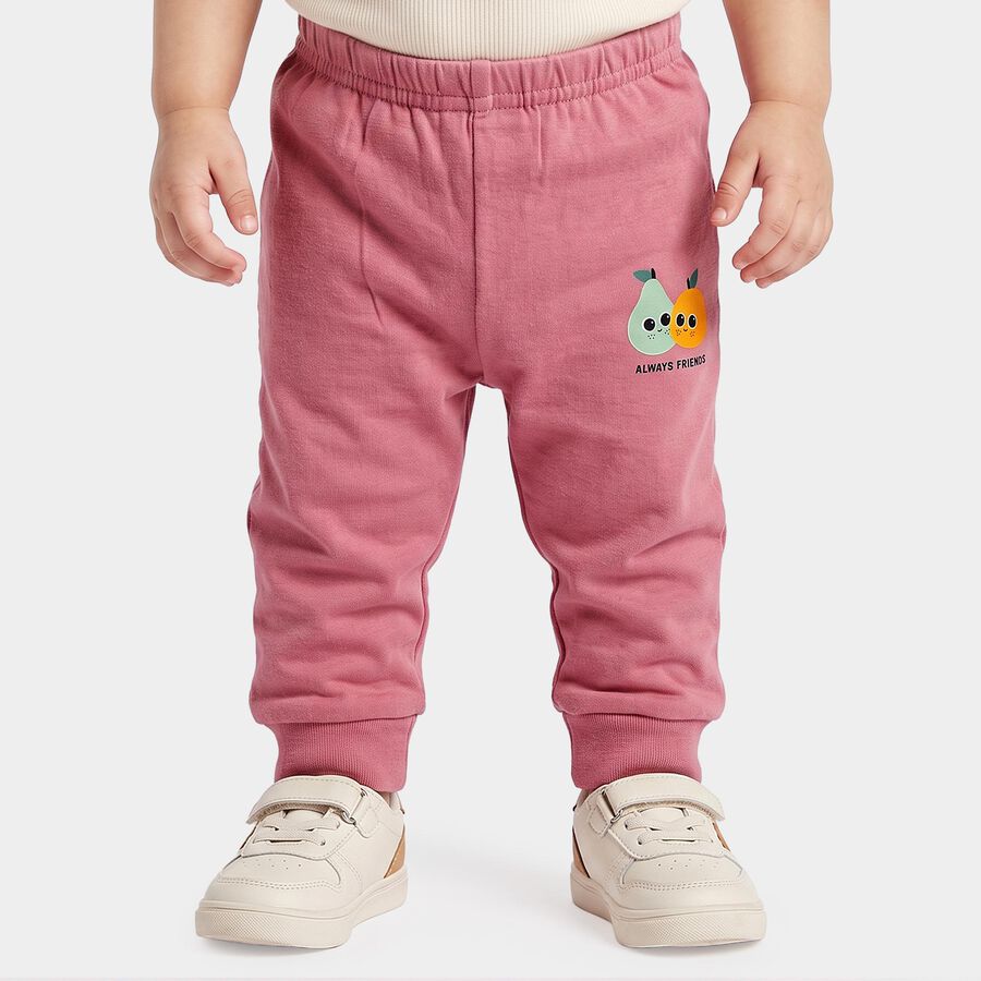 Infants Pink Jogger Graphic Printed Pyjama, Light Pink, large