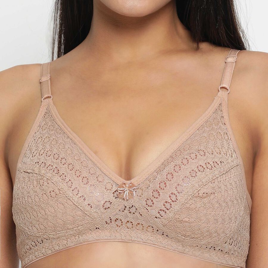 Full Lace Non-Padded Bra, Beige, large image number null