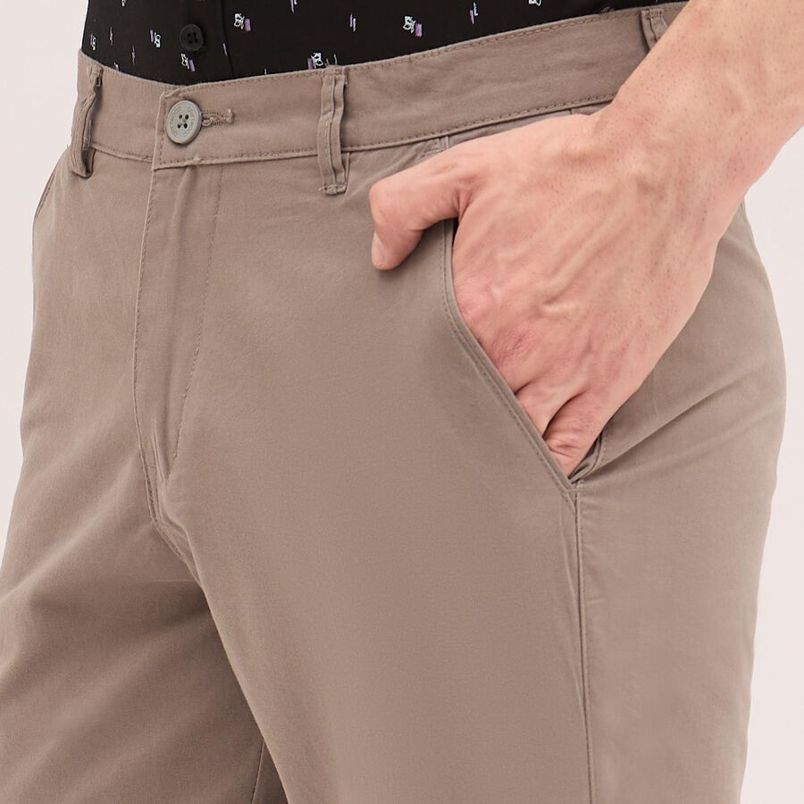 Men's 100% Cotton Cross Pocket Slim Fit Casual Trousers, Light Grey, large image number null