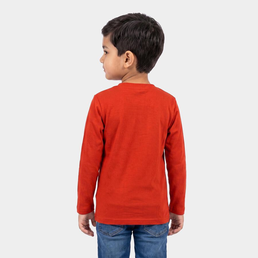 Boys Rust Round Neck Regular Boys T-Shirt, रस्ट, large