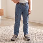 Boys Blue Cargo Fit Utility Jeans, Mid Blue, small