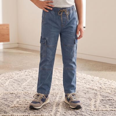 Boys Blue Cargo Fit Utility Jeans