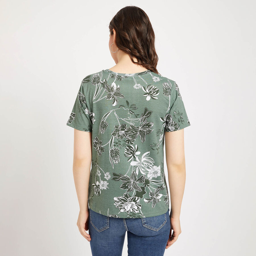 Cotton Round Neck T-Shirt, Light Green, large image number null
