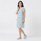 Women Light Blue Round Neck T-Shirt Style Nighty, Light Blue, small