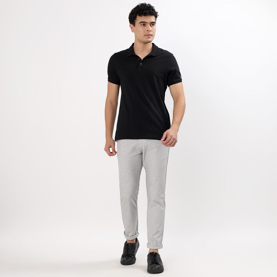 Men's Slim Fit Casual Trousers, हल्का ग्रे, large image number null