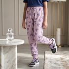 Girls' Lilac Heart Printed Drawstring Pyjama, Lilac, small