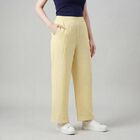 Women's Yellow Wide-Leg Elastic Waist Trousers, पीला, small