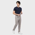 Men's Beige Slim Fit Jogger, गहरा पीला, small