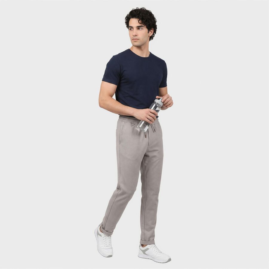 Men's Beige Slim Fit Jogger, गहरा पीला, large
