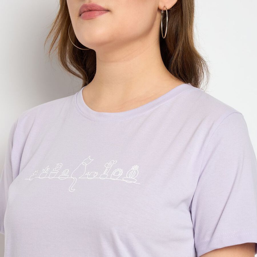 Ladies' Round Neck T-Shirt, लाइलेक, large image number null
