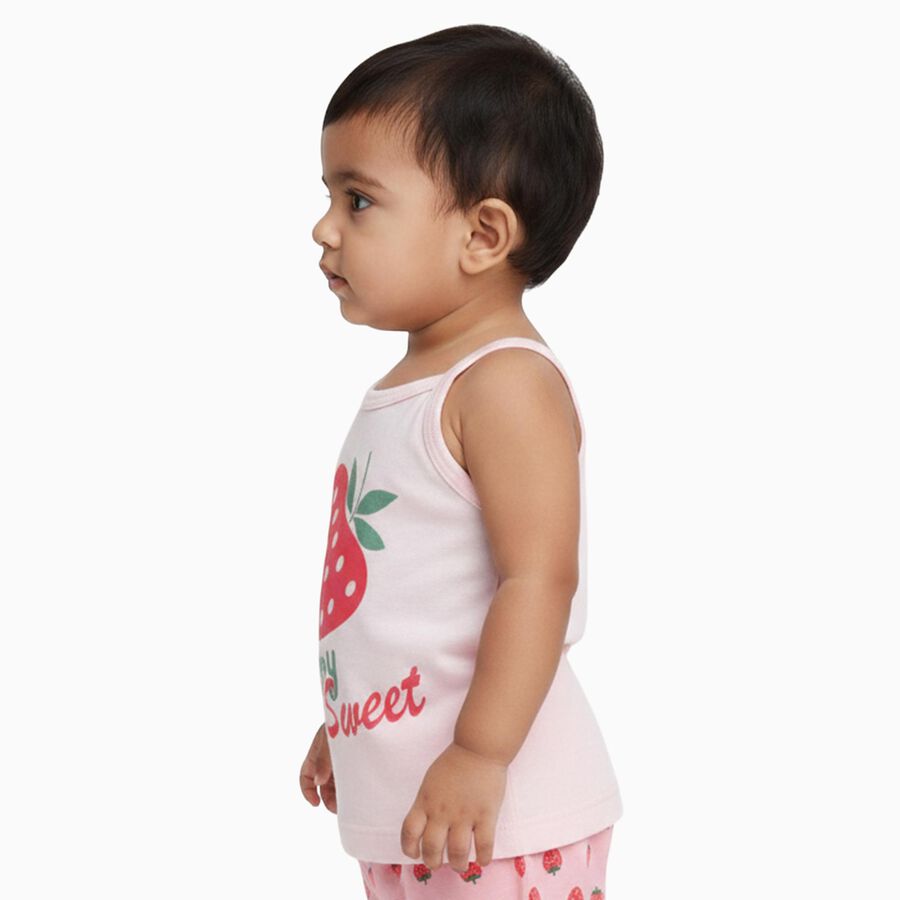 Infants' Soft Baby Pink Cotton Round Neck Casual Vest, हल्का गुलाबी, large image number null