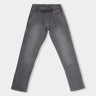 Boys' Washed Grey Regular Fit Elastic Waist Jeans, हल्का ग्रे, small image number null