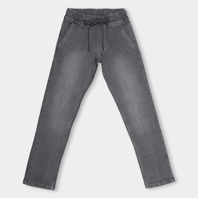 Boys' Washed Grey Regular Fit Elastic Waist Jeans
