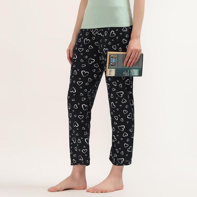 Women's Black Regular Fit Solid Pyjama