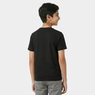 Boys Black Cotton Round Neck Casual Half Sleeve T-Shirt, Black, small