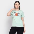 Ladies' 100% Cotton Round Neck T-Shirt , हल्का हरा, small