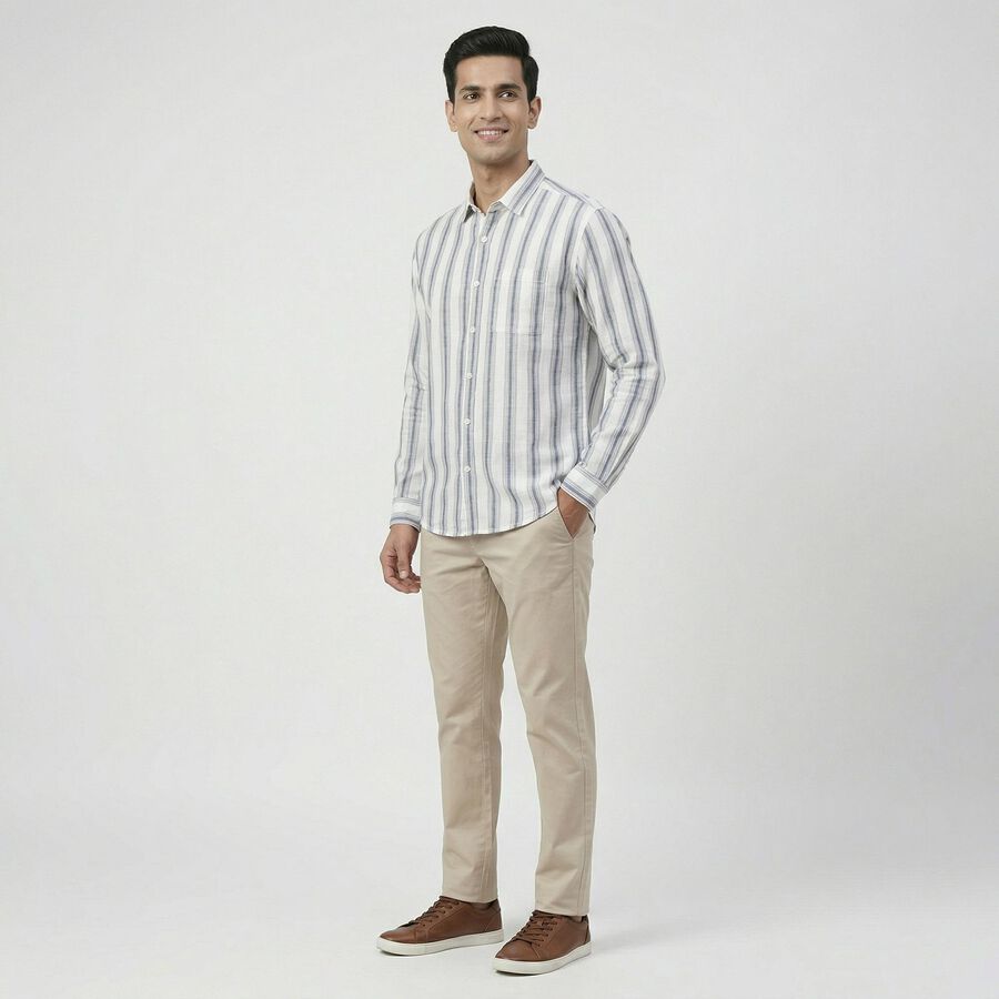 Men's Navy Blue Cotton Casual Shirt, नेवी ब्लू, large
