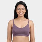 Women's Purple Cotton Blend Scoop Neck Wireless Bra, Purple, small