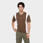 Men's Khaki V-Neck Regular T-Shirt, Khaki, small