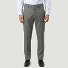 Men's Grey Slim Fit Flat-Front Formal Trousers, Light Grey, small