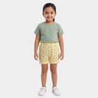 Girls Yellow Regular Fit Floral Printed Bloomer Shorts, Yellow, small