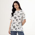 Women's Snow White Cotton Round Neck Casual T-Shirt, White, small image number null
