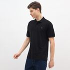 Men's Jet Black Cotton Polo Collar Classic T-Shirt, Black, small