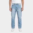 Men's Navy Blue Slim Fit Washed Jeans, हल्का नीला, small