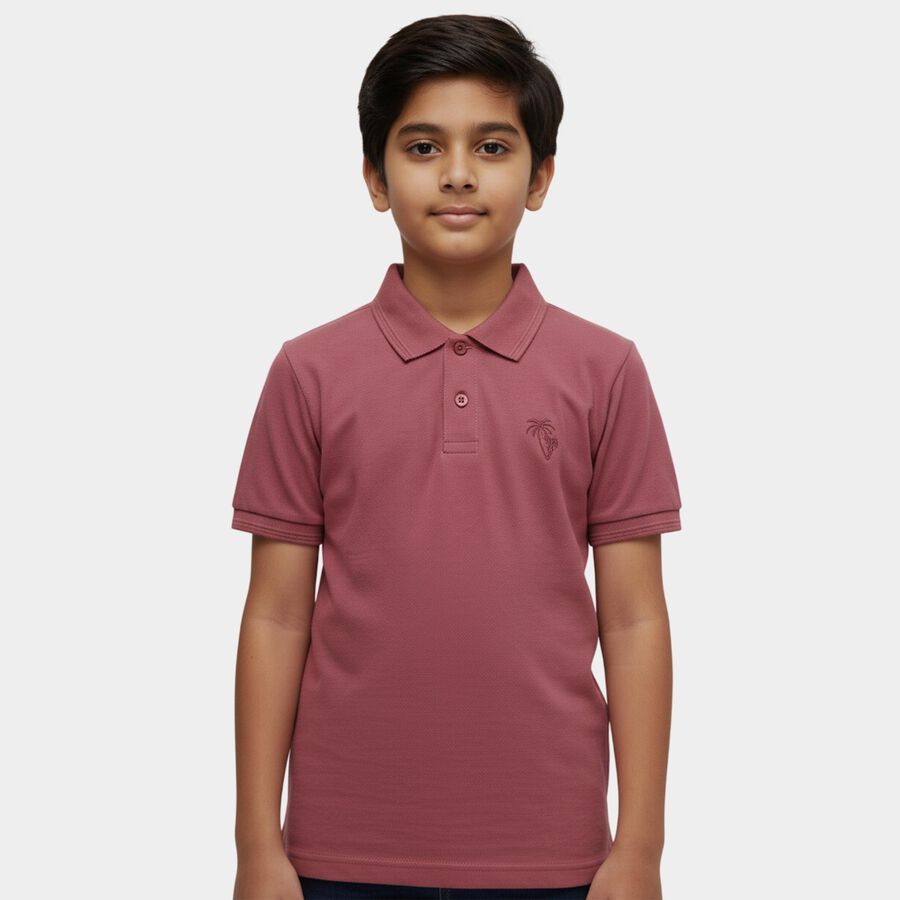 Boys Bright Pink Round Neck Casual Half Sleeve T-Shirt, गुलाबी, large